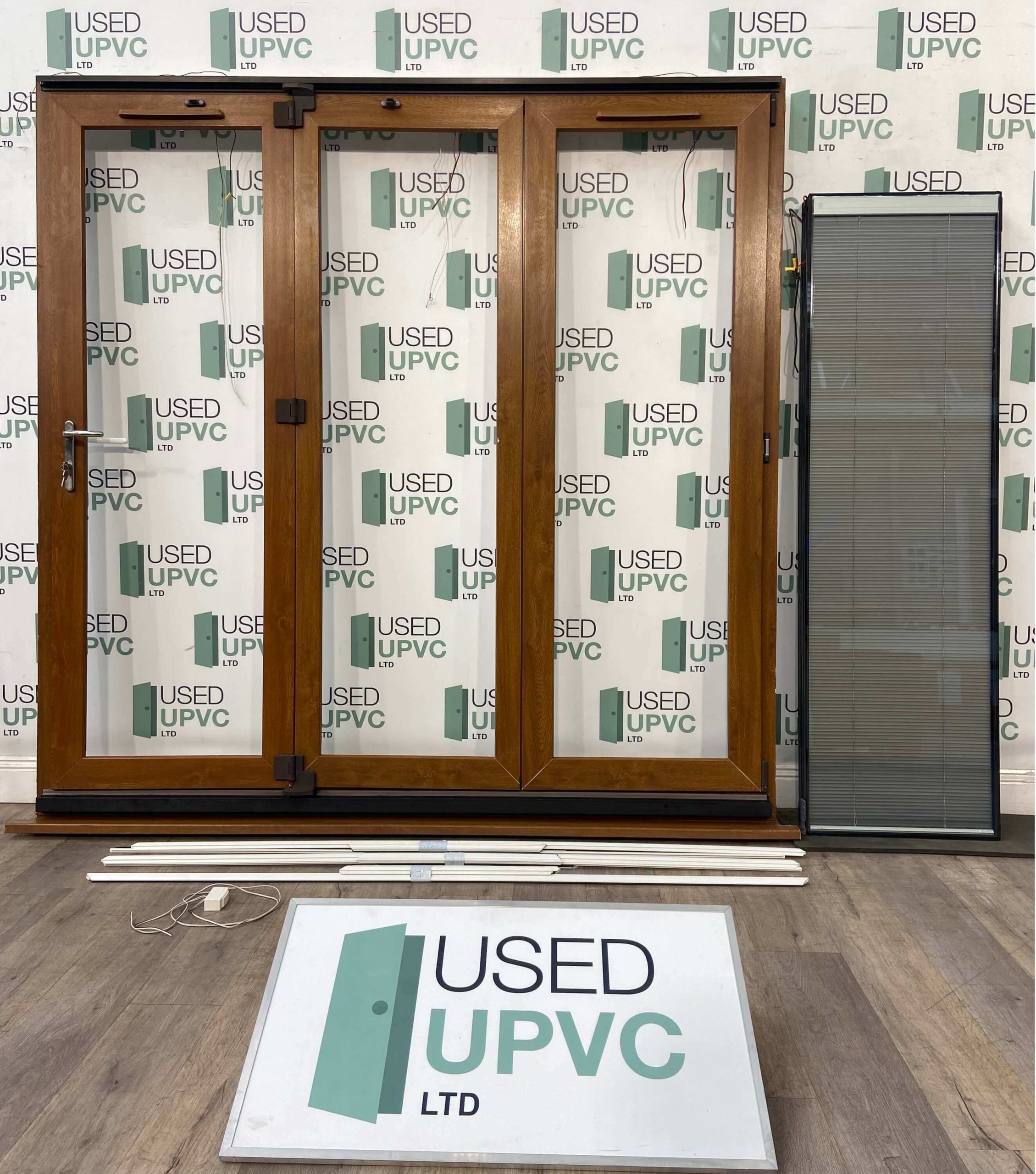 Golden Oak Bifolding Doors Upvc Blinds Brown Bifolds External Exterior