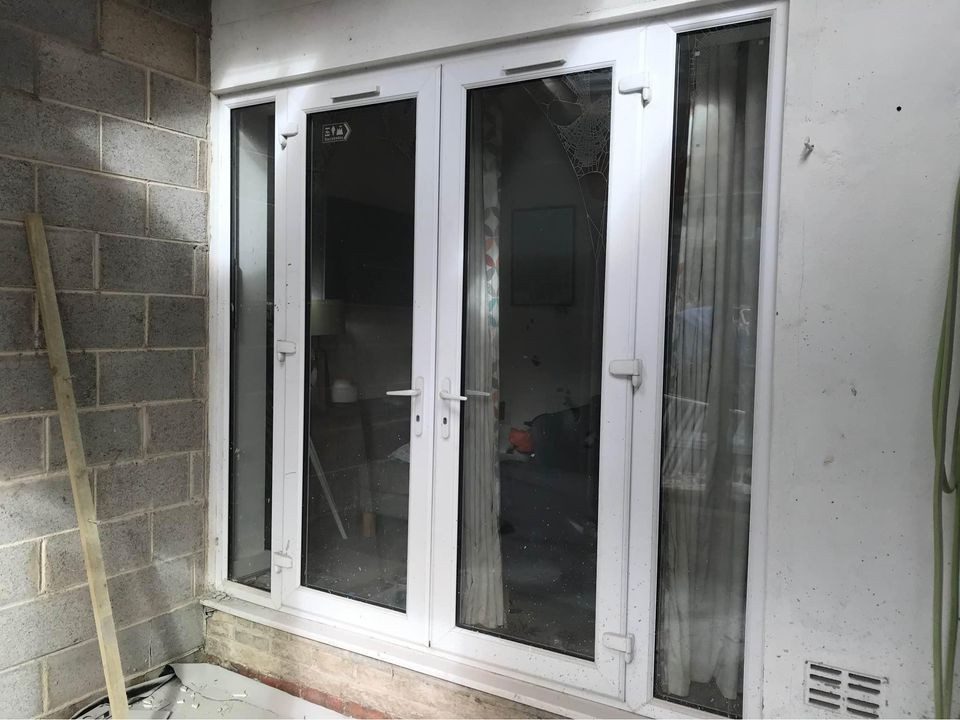 uPVC White French Doors & Sidelights Green doors