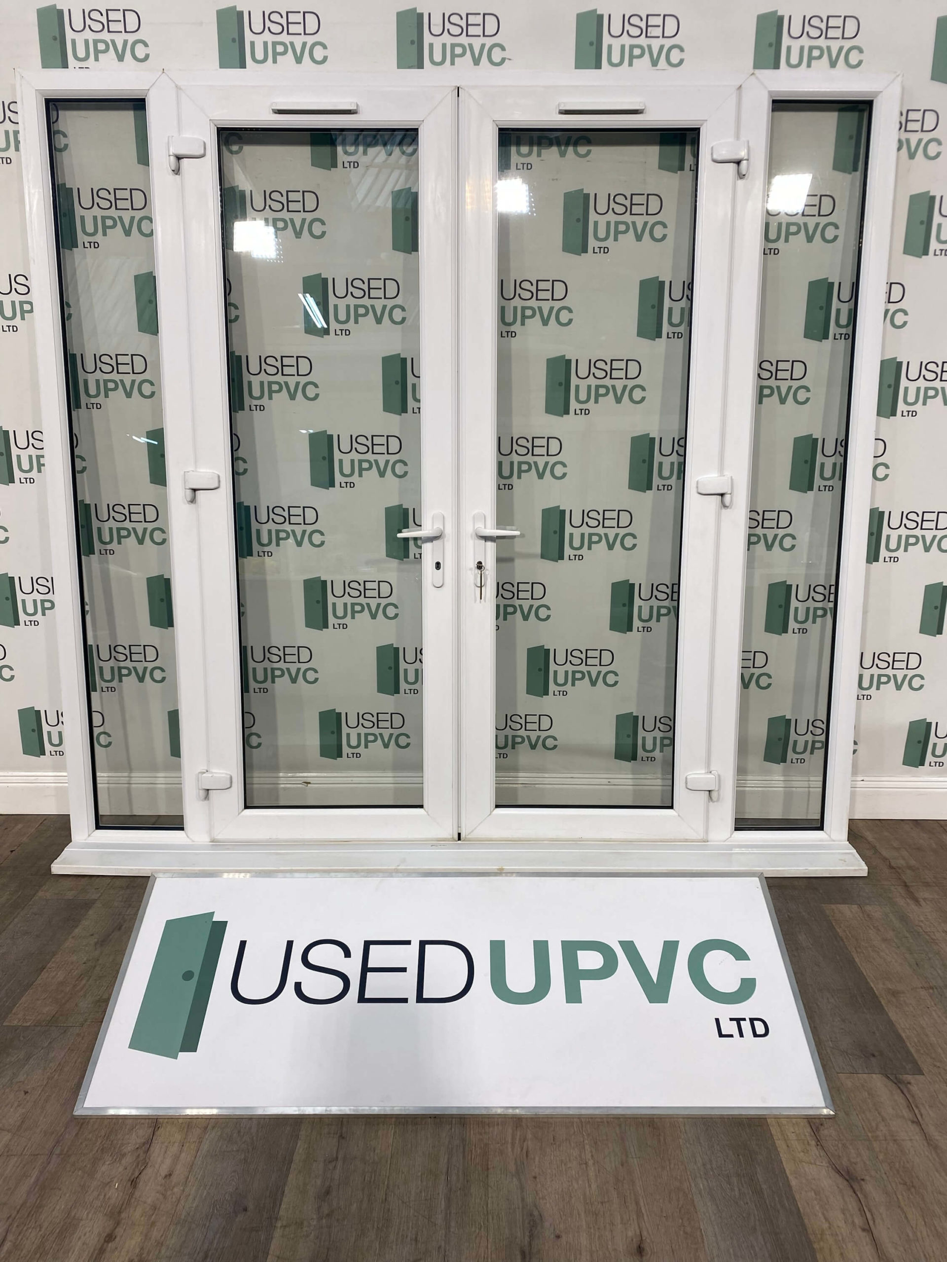 uPVC White French Doors & Sidelights Green doors