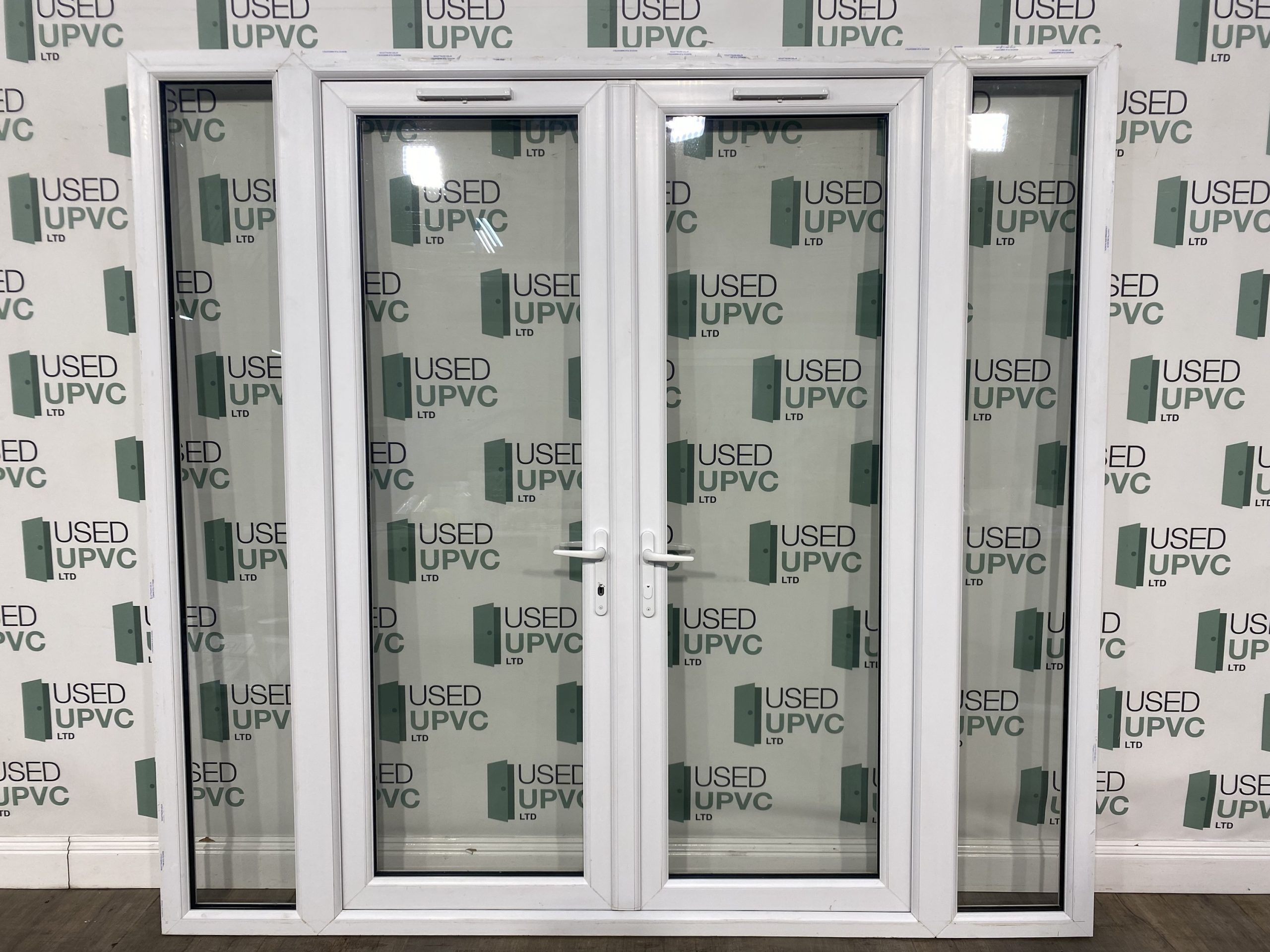 uPVC White French Doors & Sidelights Green doors