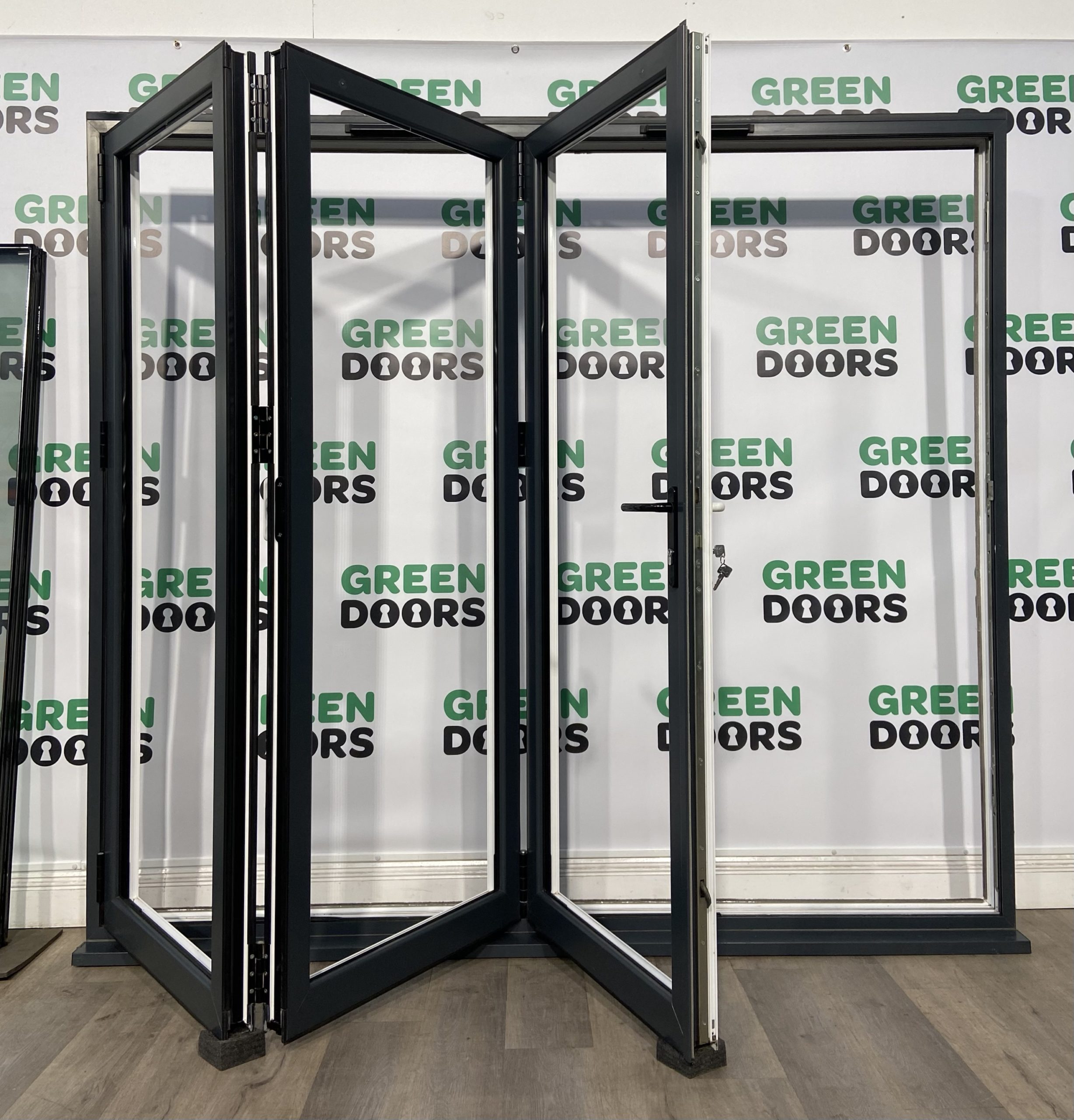 Smart Aluminium Anthracite Grey Bi-folding Doors | Green Doors