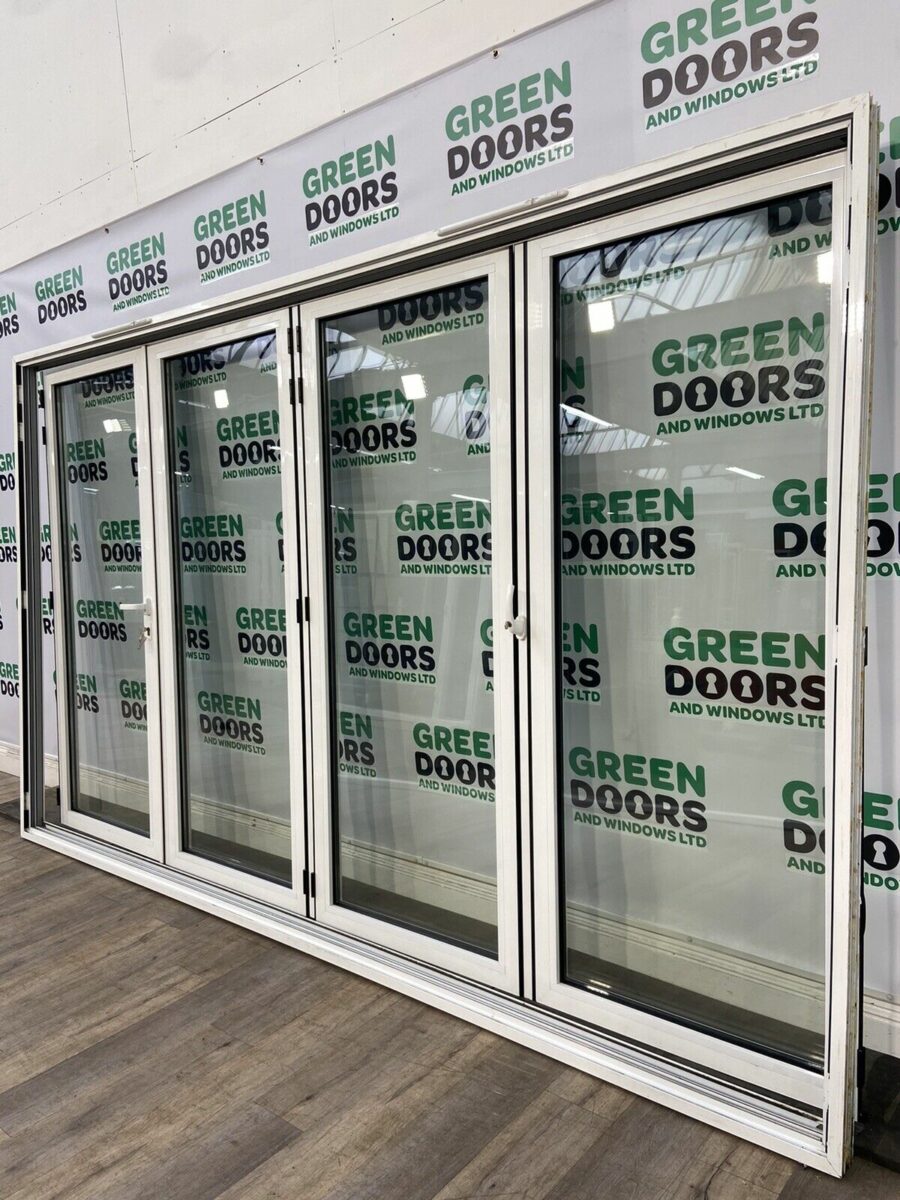 ALUMINUM BIFOLD DOORS WHITE USED SLIDING FOLDING EXTERNAL EXTERIOR INWARDS OPENS Green doors