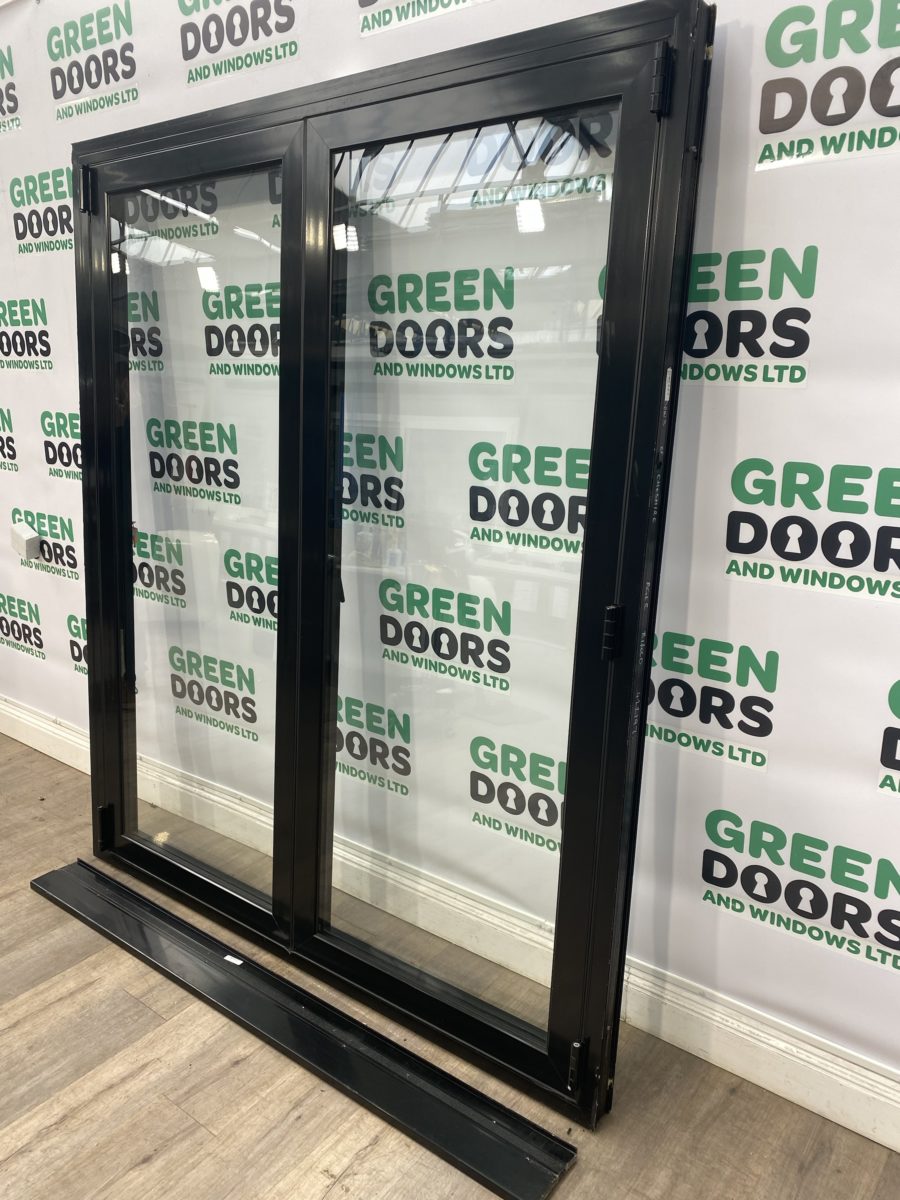 Smart Aluminium Bifold Doors Folding Black Sliding 2 Pane Two External Exterior Green doors