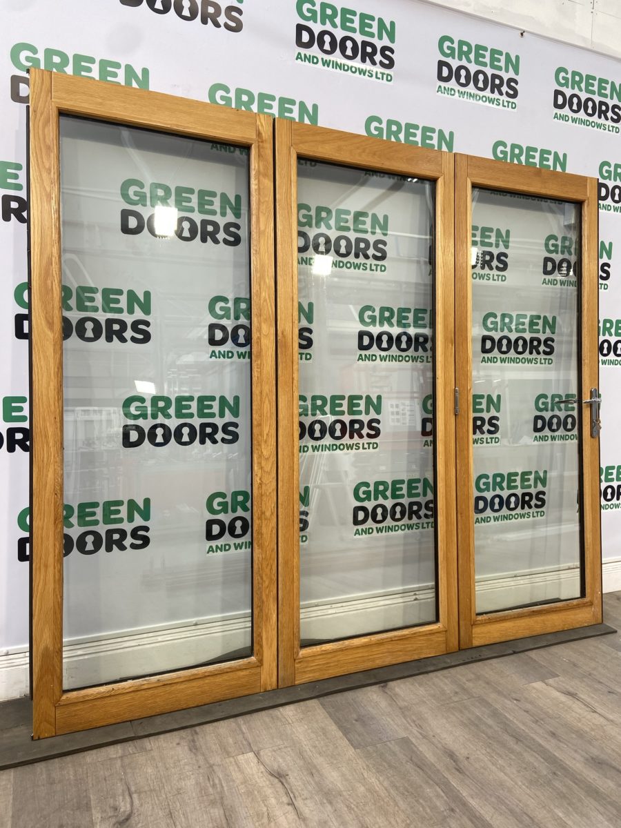 Golden Oak Bifold Door External Veneer Folding Sliding Double Glazed