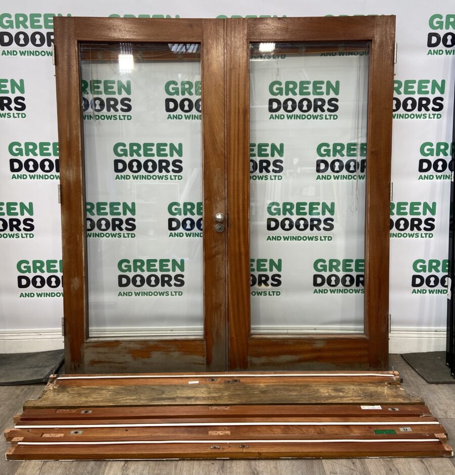 French Doors Hardwood Wood Grain Varnished External Double Glazed