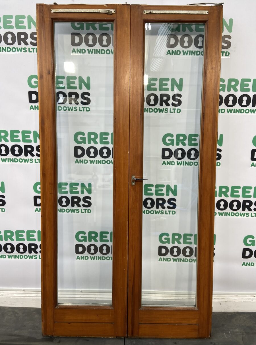 FRENCH DOORS TIMBER WOOD GRAIN WHITE VARNISHED DOUBLE GLAZED EXTERNAL