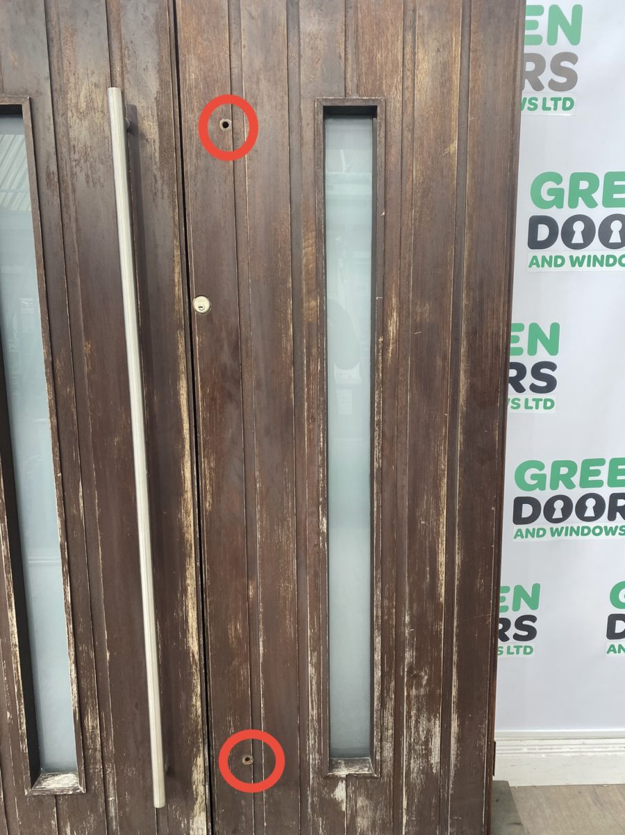 HARDWOOD FRENCH DOORS WOODEN THICK EXTERIOR EXTERNAL FROSTED GLASS