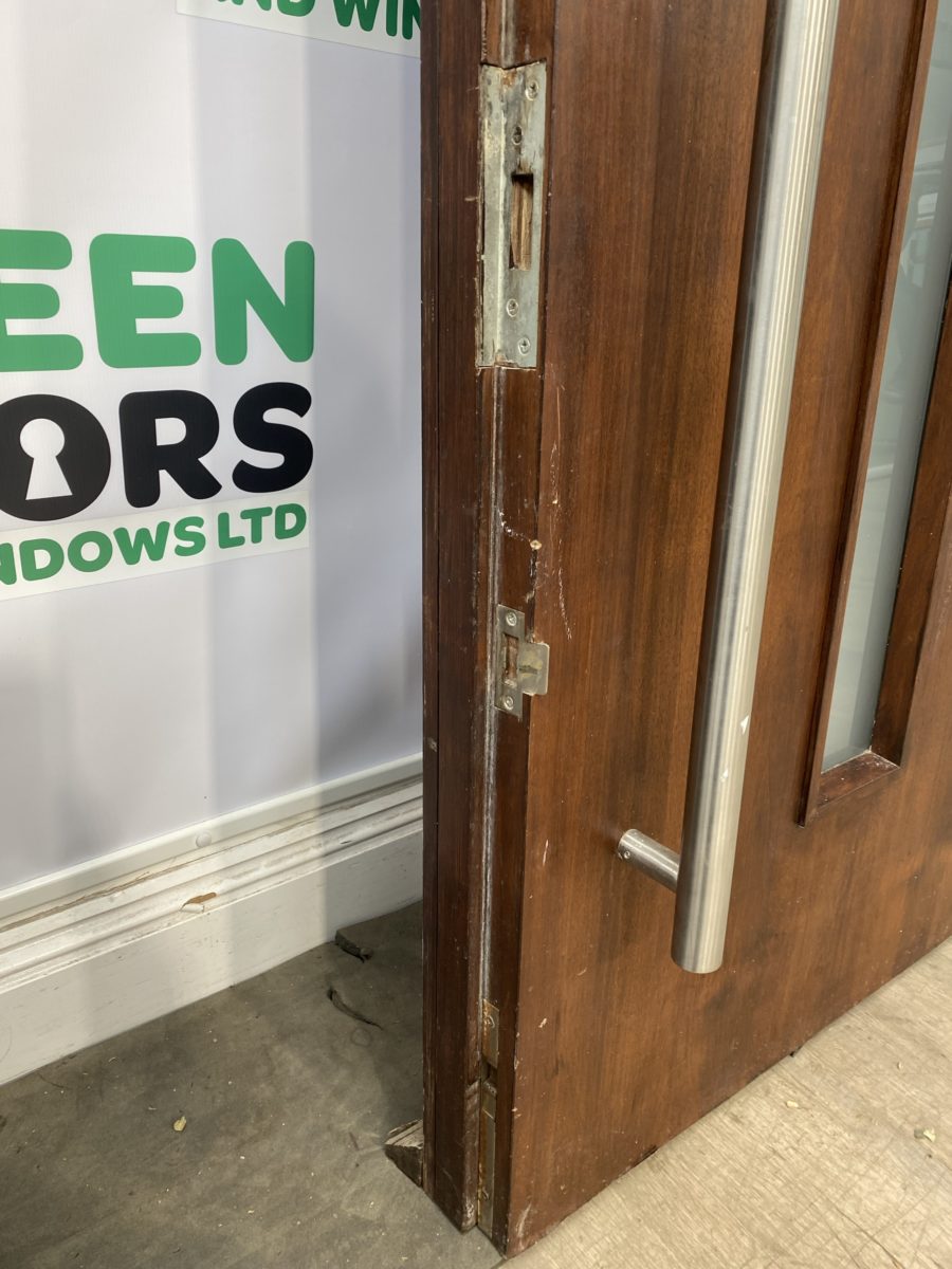 HARDWOOD FRENCH DOORS WOODEN THICK EXTERIOR EXTERNAL FROSTED GLASS