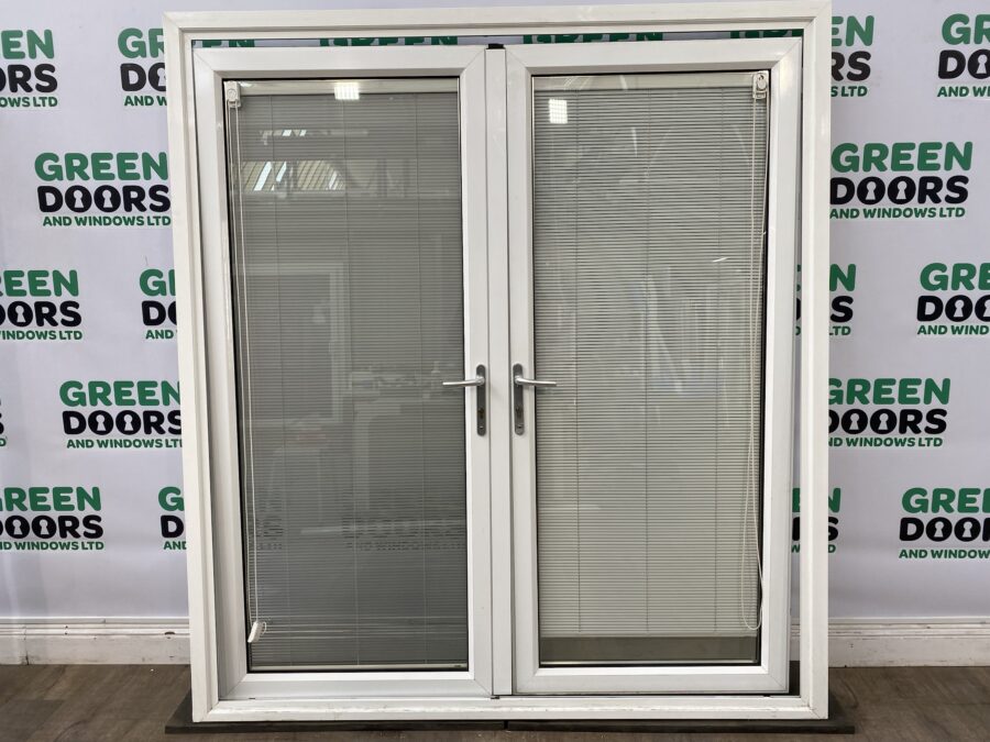 Aluminium French Doors White Blinds Tinted Double Glazed External Metal