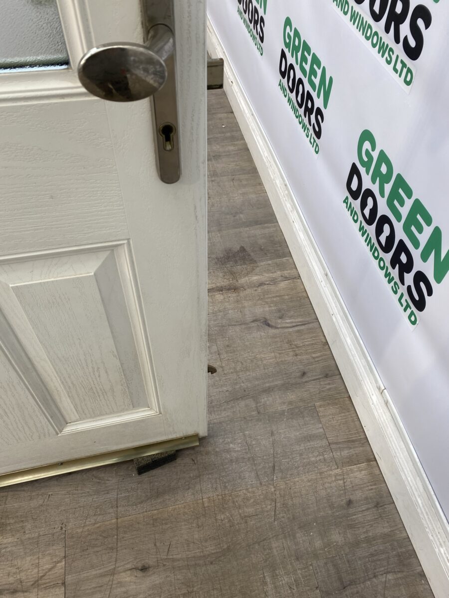 COMPOSITE BACK DOOR USED EXTERNAL EXTERIOR WHITE HALF PANEL GRP DOUBLE GLAZED Green doors