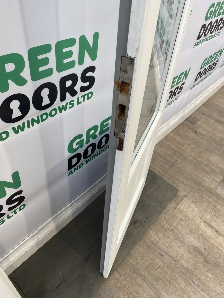 Hardwood French Door Grey External Exterior Double Glazed Short Wooden