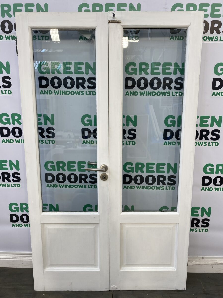 Hardwood french door grey external exterior double glazed short wooden