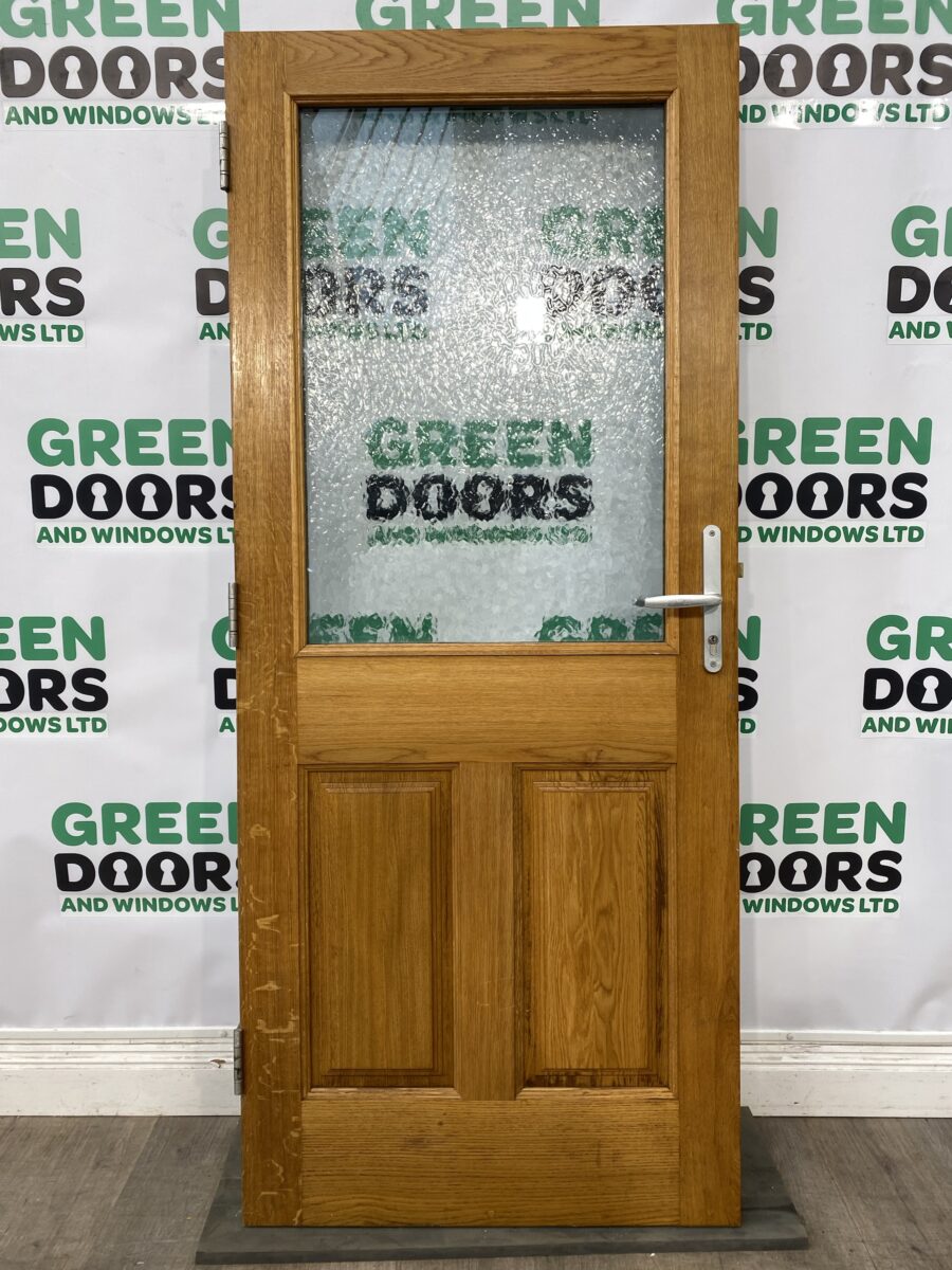 Wooden Back Door Oak Solid Green Wood Double Glazed External Exterior