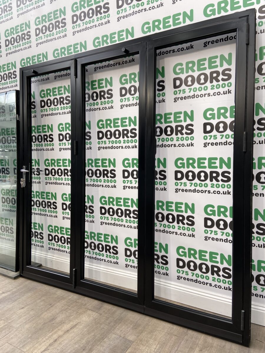 ALUMINUM BIFOLD DOORS BLACK USED DOOR SLIDING FOLDING EXTERNAL EXTERIOR