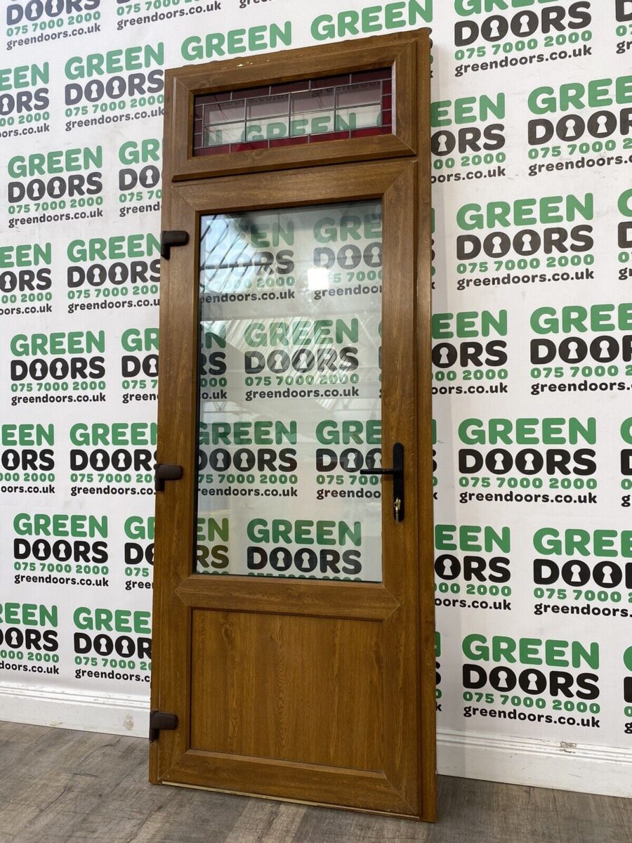 UPVC BACK DOOR TOPLIGHT GOLDEN OAK PVC EXTERNAL EXTERIOR TALL OUTWARDS