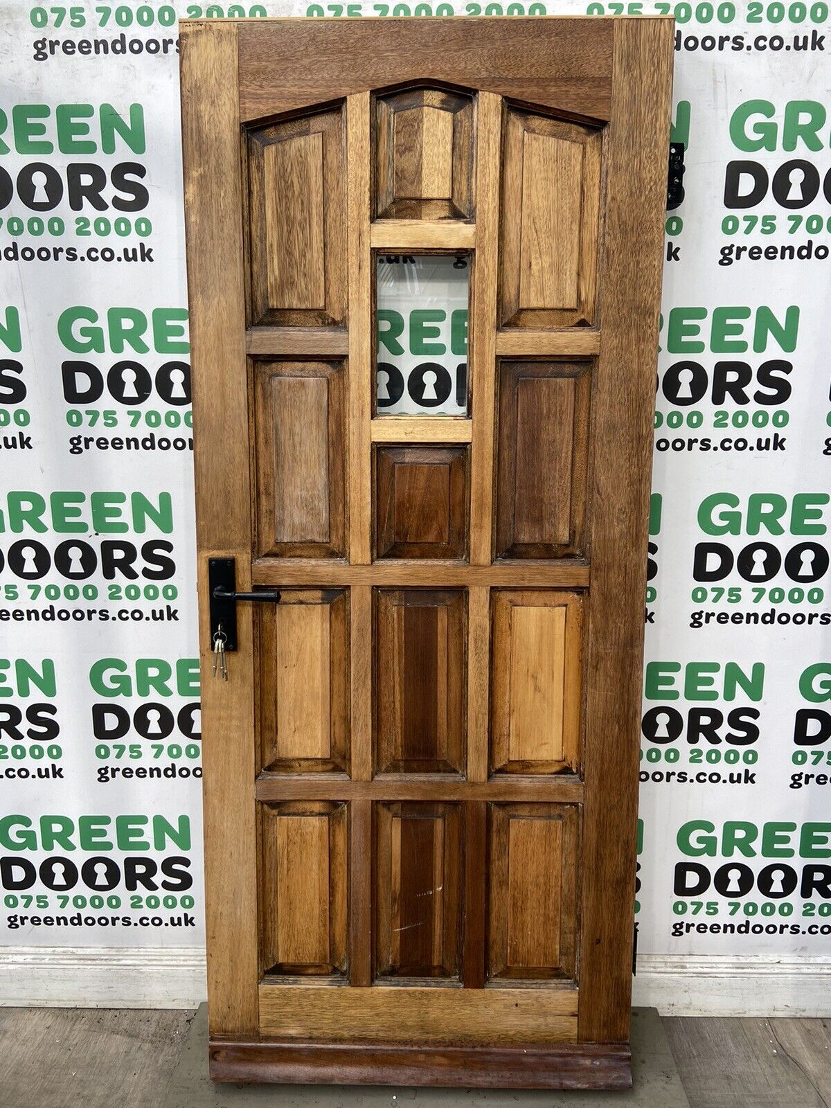 Wooden Hardwood Varnished Front Door Green doors