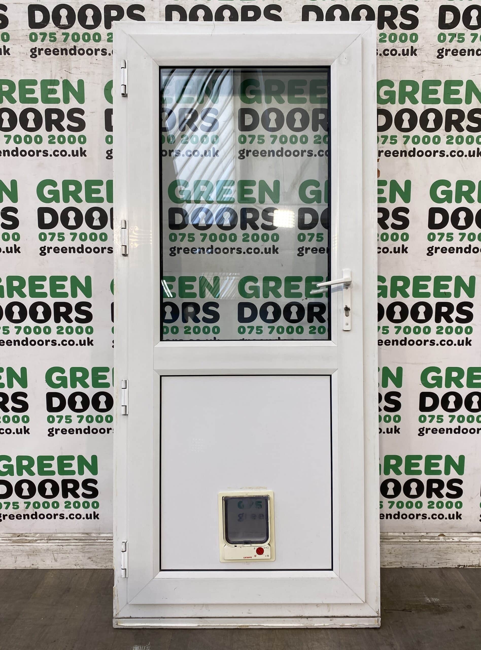 White uPVC Back Door Green doors