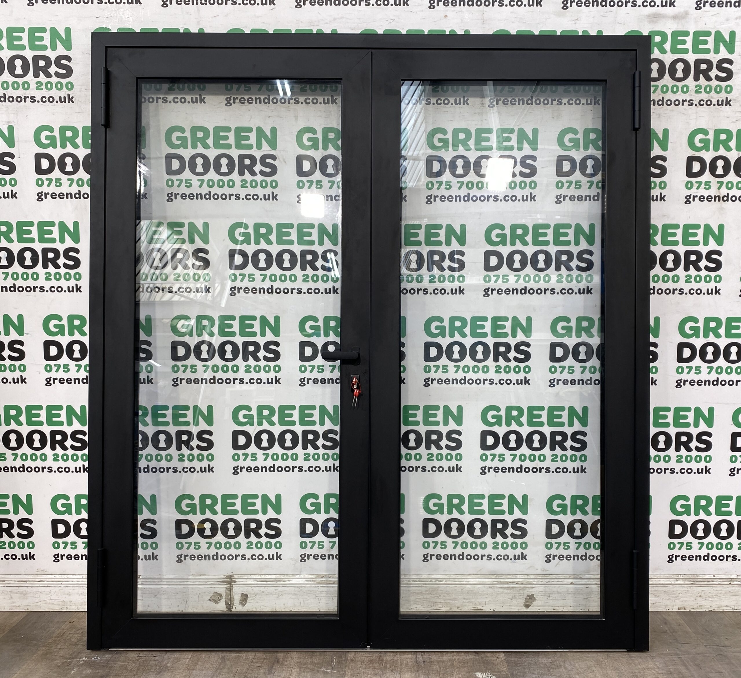 FLUSH FRENCH DOORS ALUMINIUM EXTERNAL DOUBLE GLAZED EXTERIOR ALUMINIUM BLACK NEW