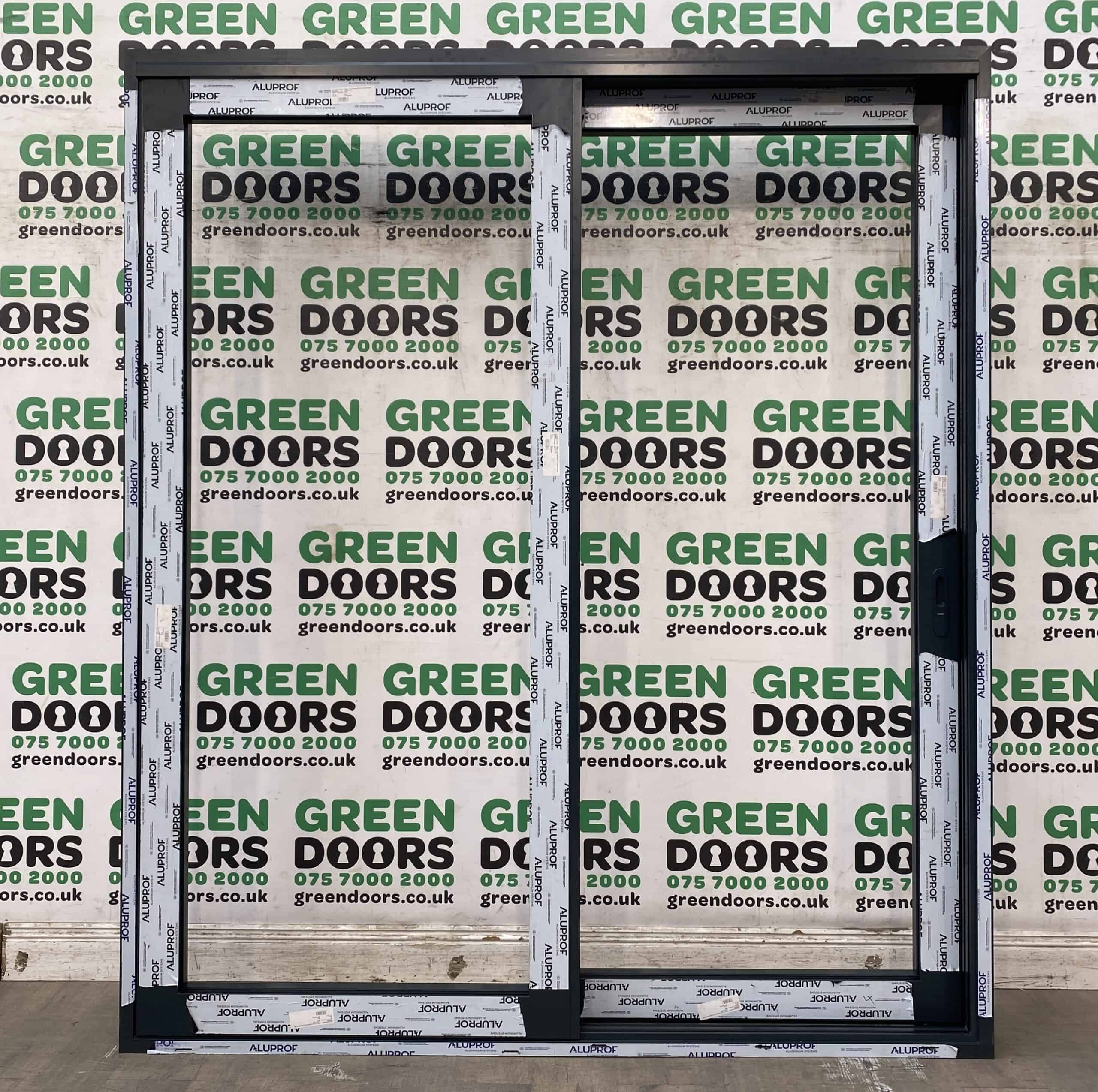 ALUMINIUM SLIDING PATIO DOORS DOUBLE GLAZED GREY EXTERNAL EXTERIOR NEW ALI