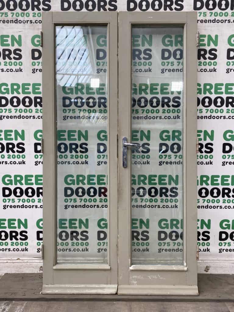 Grey Wooden French doors Green doors
