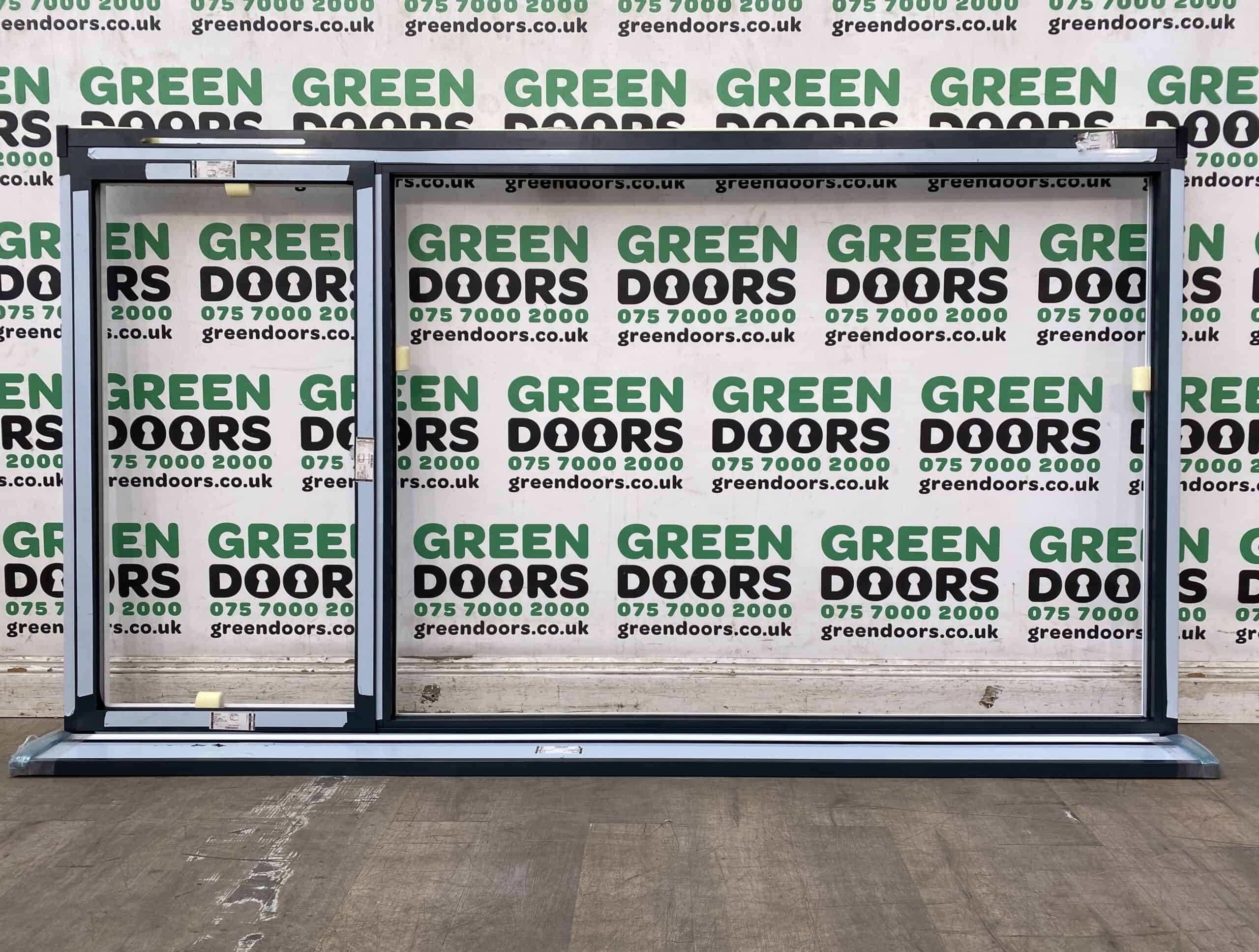 WIDE ALUMINIUM CASEMENT WINDOW EXTERNAK EXTERIOR GREY WHITE OUTWARDS OPENING