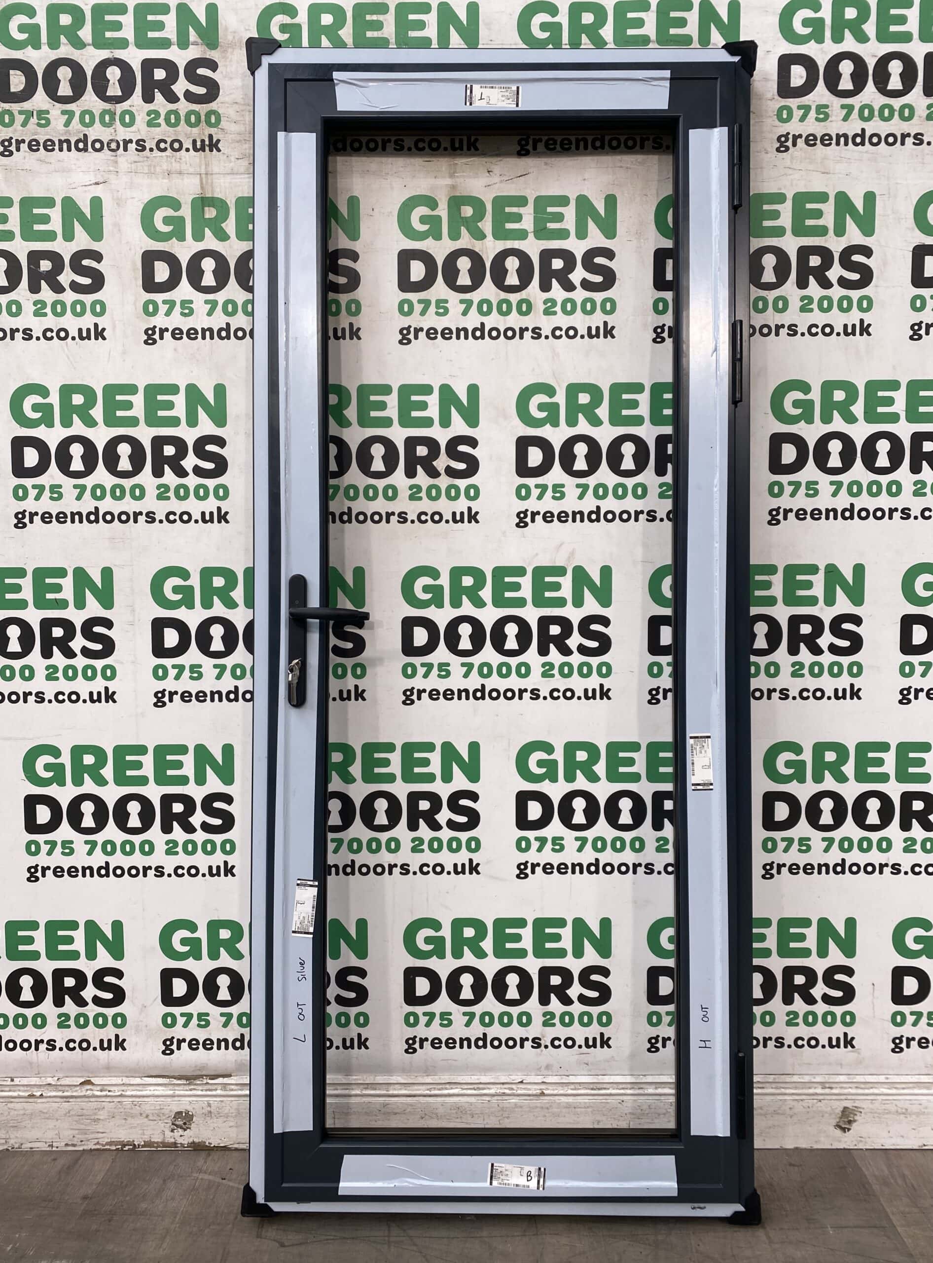 ALUMINIUM BACK DOOR BRAND NEW SEALED EXTERIOR MODERN DOUBLE GLAZED ENTRY GREY