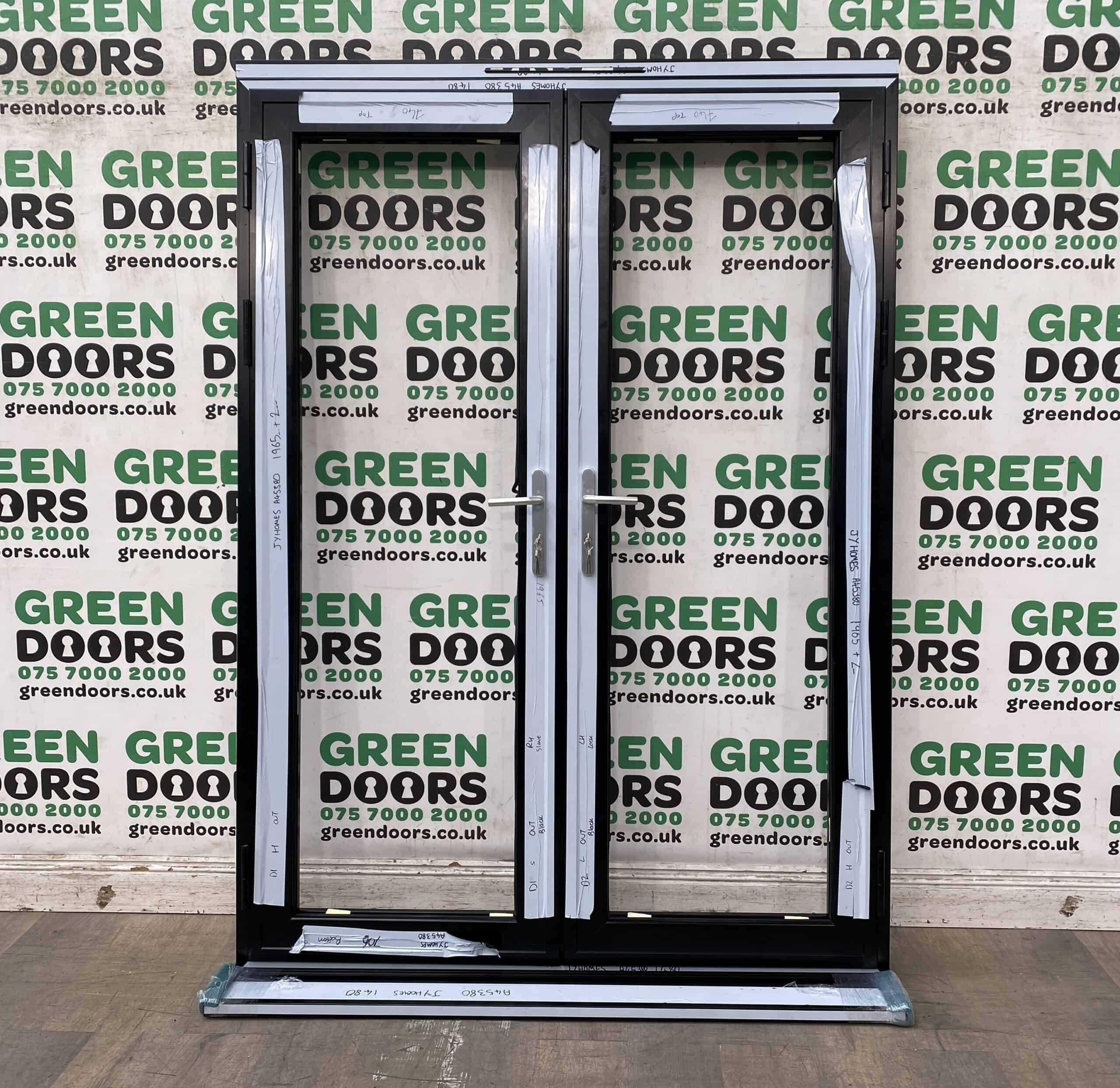 FRENCH DOORS BLACK ALUMINIUM EXTERNAL EXTERIOR DOUBLE GLAZED BRAND NEW ALI