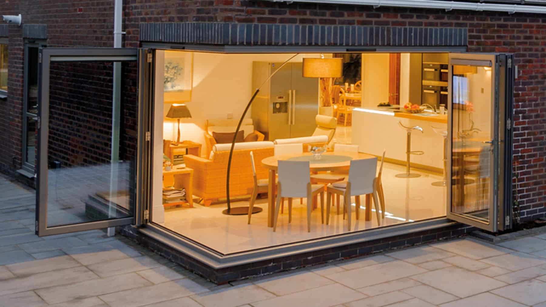 ALUMINIUM CORNER BI-FOLD DOORS NEW EXTERNAL GLAZED OPENING SEALED SET BLACK