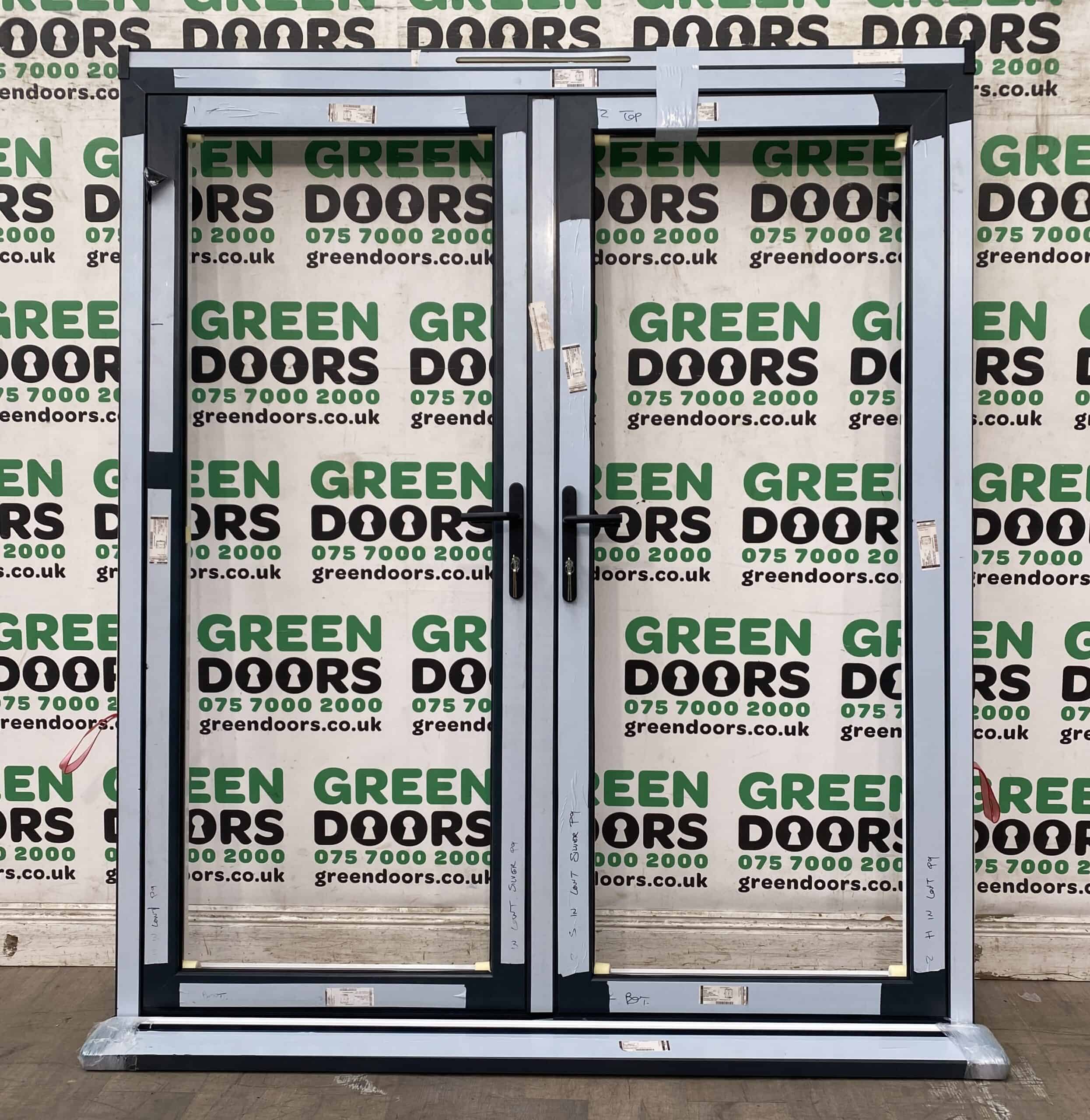 ALUMINIUM FRENCH DOORS GREY NEW EXTERNAL DOUBLE GLAZED MODERN DOOR SET