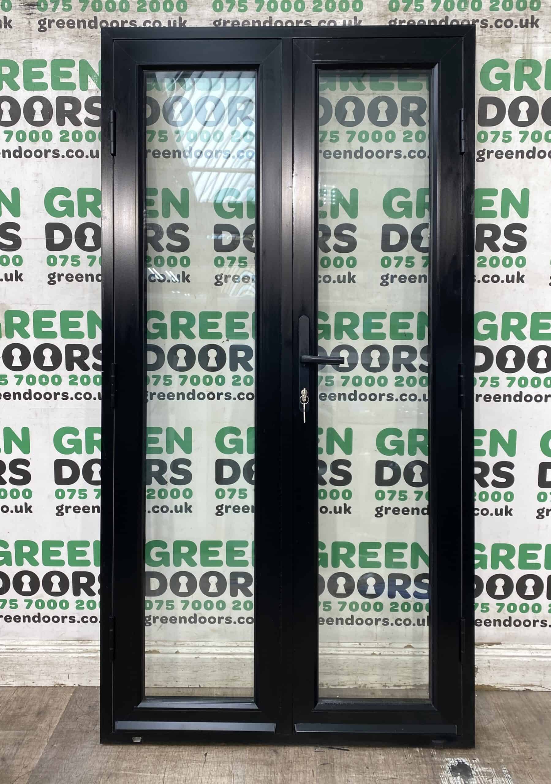 THIN ALUMINIUM FRENCH DOORS DOUBLE GLAZED OUTWARDS OPENING GLAZED EXTERNAL