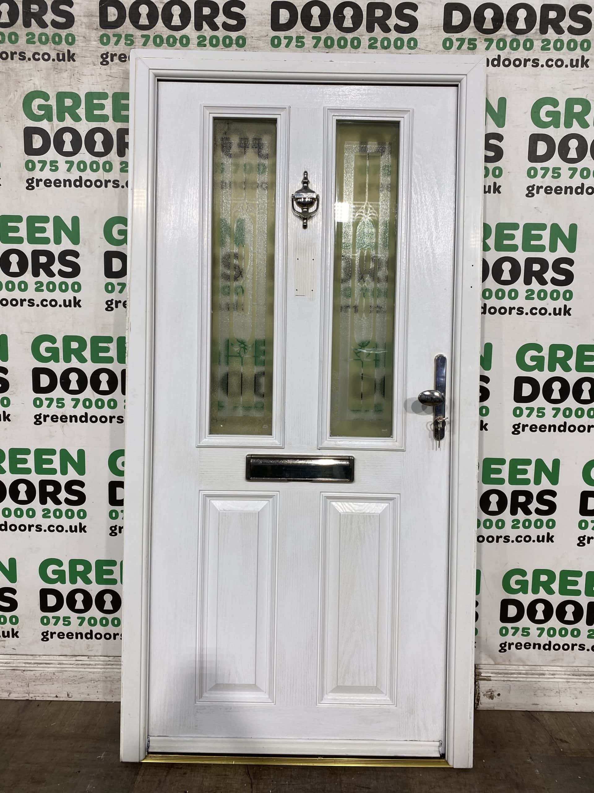 WIDE SHORT FRONT DOOR COMPOSITE WOODGRAIN EXTERNAL EXTERIOR GRP WOOD GRAIN WHITE